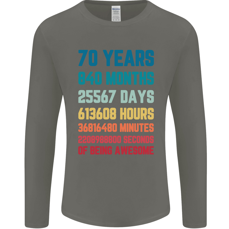 70th Birthday 70 Year Old Mens Long Sleeve T-Shirt Charcoal