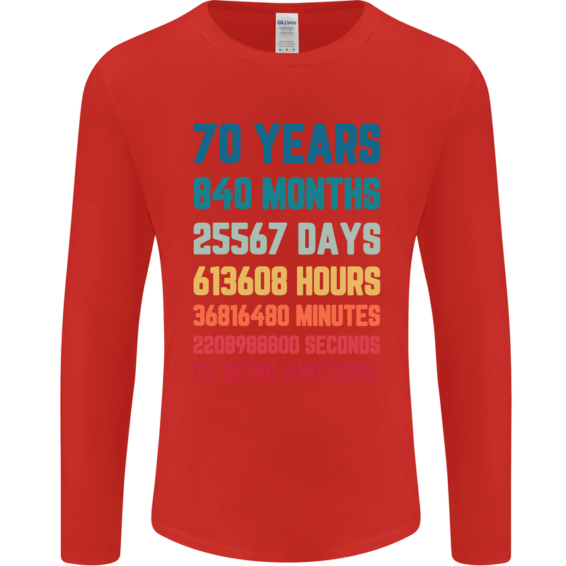 70th Birthday 70 Year Old Mens Long Sleeve T-Shirt Red