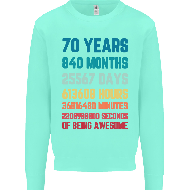 70th Birthday 70 Year Old Mens Sweatshirt Jumper Peppermint
