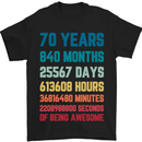 70th Birthday 70 Year Old Mens T-Shirt 100% Cotton Black