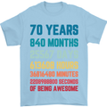70th Birthday 70 Year Old Mens T-Shirt 100% Cotton Light Blue
