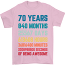 70th Birthday 70 Year Old Mens T-Shirt 100% Cotton Light Pink