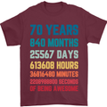 70th Birthday 70 Year Old Mens T-Shirt 100% Cotton Maroon