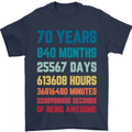 70th Birthday 70 Year Old Mens T-Shirt 100% Cotton Navy Blue