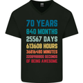 70th Birthday 70 Year Old Mens V-Neck Cotton T-Shirt Black