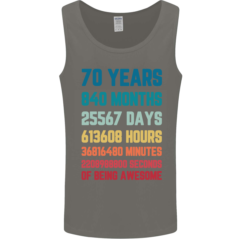 70th Birthday 70 Year Old Mens Vest Tank Top Charcoal