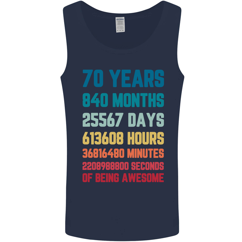 70th Birthday 70 Year Old Mens Vest Tank Top Navy Blue