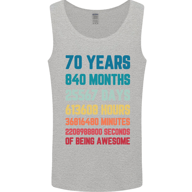 70th Birthday 70 Year Old Mens Vest Tank Top Sports Grey