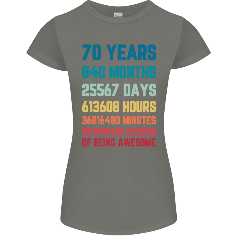 70th Birthday 70 Year Old Womens Petite Cut T-Shirt Charcoal