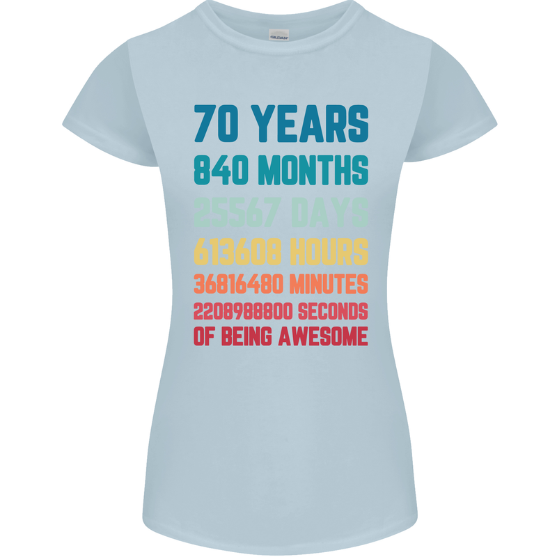 70th Birthday 70 Year Old Womens Petite Cut T-Shirt Light Blue