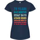 70th Birthday 70 Year Old Womens Petite Cut T-Shirt Navy Blue