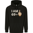 70th Birthday Funny Offensive 70 Year Old Mens 80% Cotton Hoodie Black