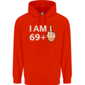 70th Birthday Funny Offensive 70 Year Old Mens 80% Cotton Hoodie Bright Red