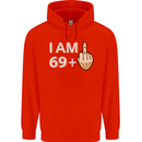 70th Birthday Funny Offensive 70 Year Old Mens 80% Cotton Hoodie Bright Red