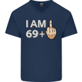 70th Birthday Funny Offensive 70 Year Old Mens V-Neck Cotton T-Shirt Navy Blue