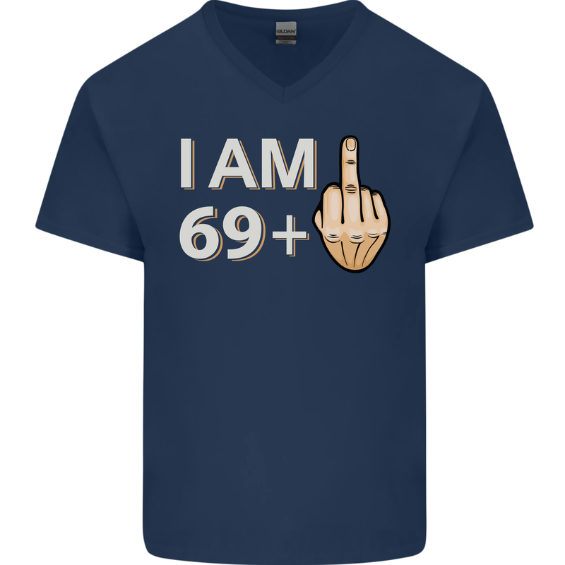70th Birthday Funny Offensive 70 Year Old Mens V-Neck Cotton T-Shirt Navy Blue