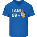 70th Birthday Funny Offensive 70 Year Old Mens V-Neck Cotton T-Shirt Royal Blue