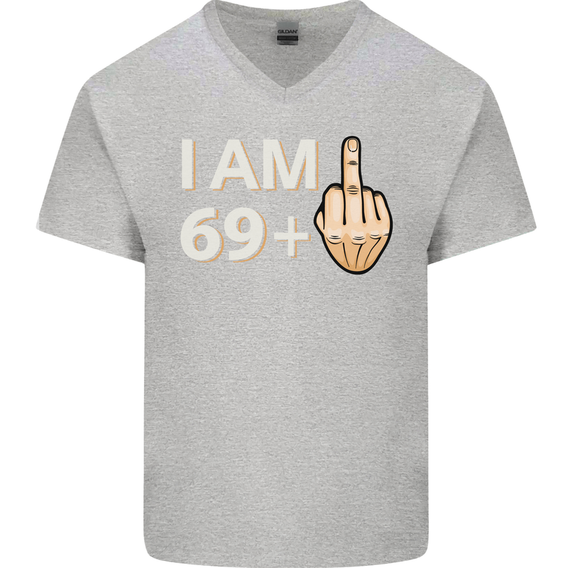70th Birthday Funny Offensive 70 Year Old Mens V-Neck Cotton T-Shirt Sports Grey