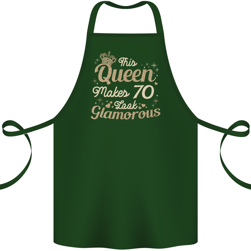 70th Birthday Queen Seventy Years Old 70 Cotton Apron 100% Organic Forest Green