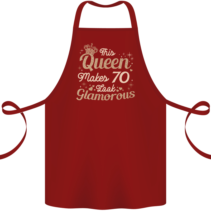 70th Birthday Queen Seventy Years Old 70 Cotton Apron 100% Organic Maroon
