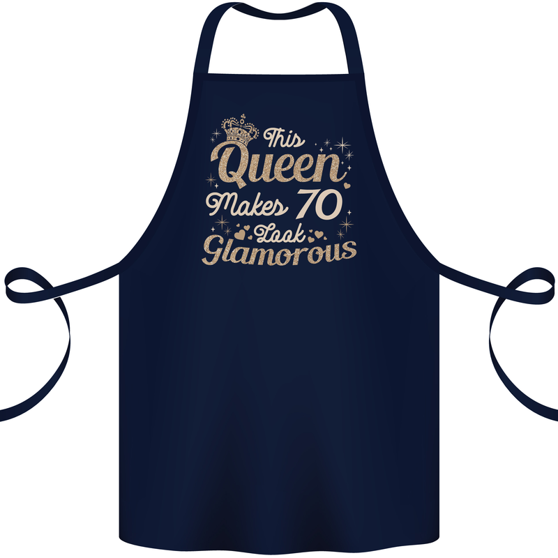 70th Birthday Queen Seventy Years Old 70 Cotton Apron 100% Organic Navy Blue