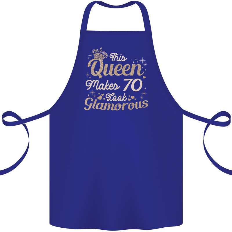 70th Birthday Queen Seventy Years Old 70 Cotton Apron 100% Organic Royal Blue