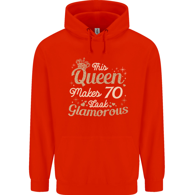 70th Birthday Queen Seventy Years Old 70 Mens 80% Cotton Hoodie Bright Red