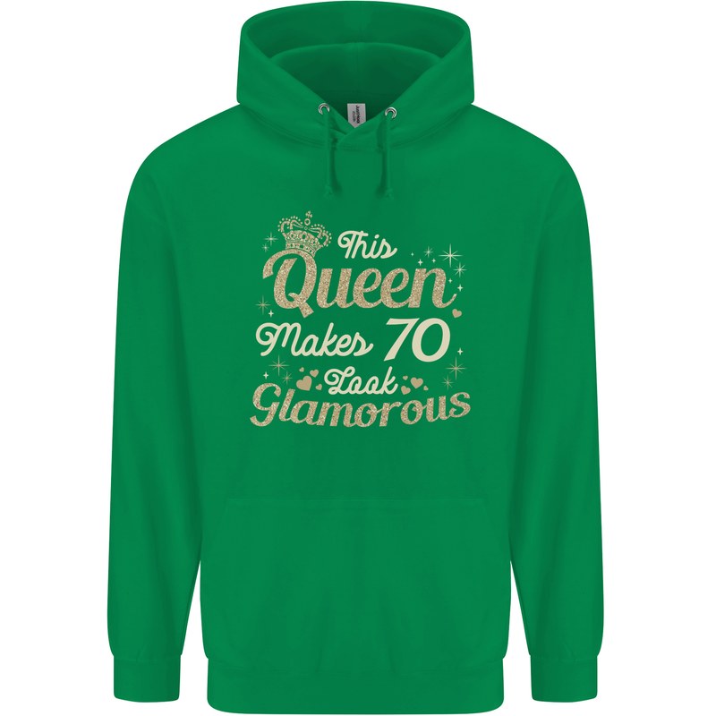 70th Birthday Queen Seventy Years Old 70 Mens 80% Cotton Hoodie Irish Green