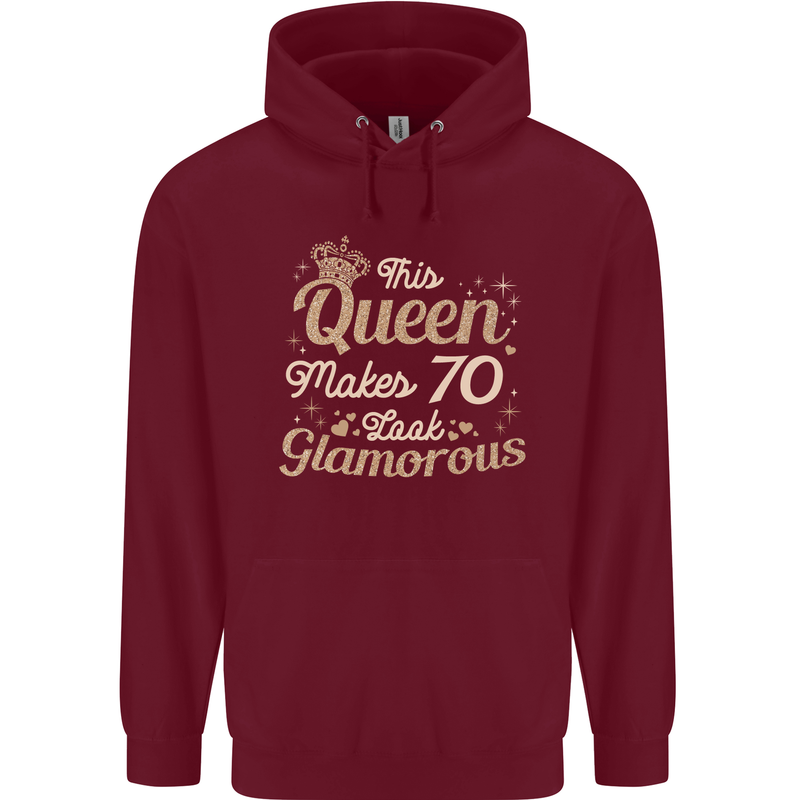70th Birthday Queen Seventy Years Old 70 Mens 80% Cotton Hoodie Maroon