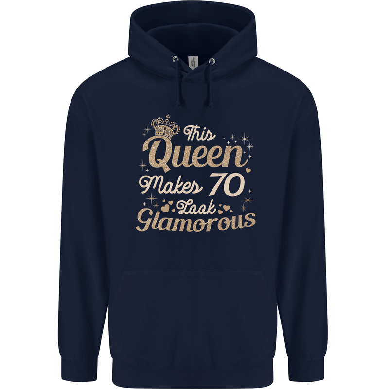 70th Birthday Queen Seventy Years Old 70 Mens 80% Cotton Hoodie Navy Blue