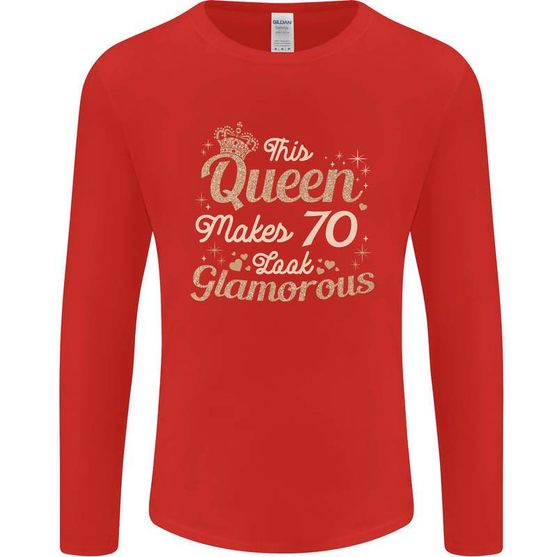 70th Birthday Queen Seventy Years Old 70 Mens Long Sleeve T-Shirt Red