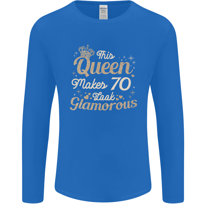 70th Birthday Queen Seventy Years Old 70 Mens Long Sleeve T-Shirt Royal Blue