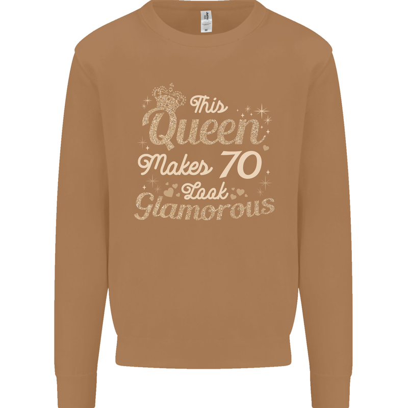 70th Birthday Queen Seventy Years Old 70 Mens Sweatshirt Jumper Caramel Latte