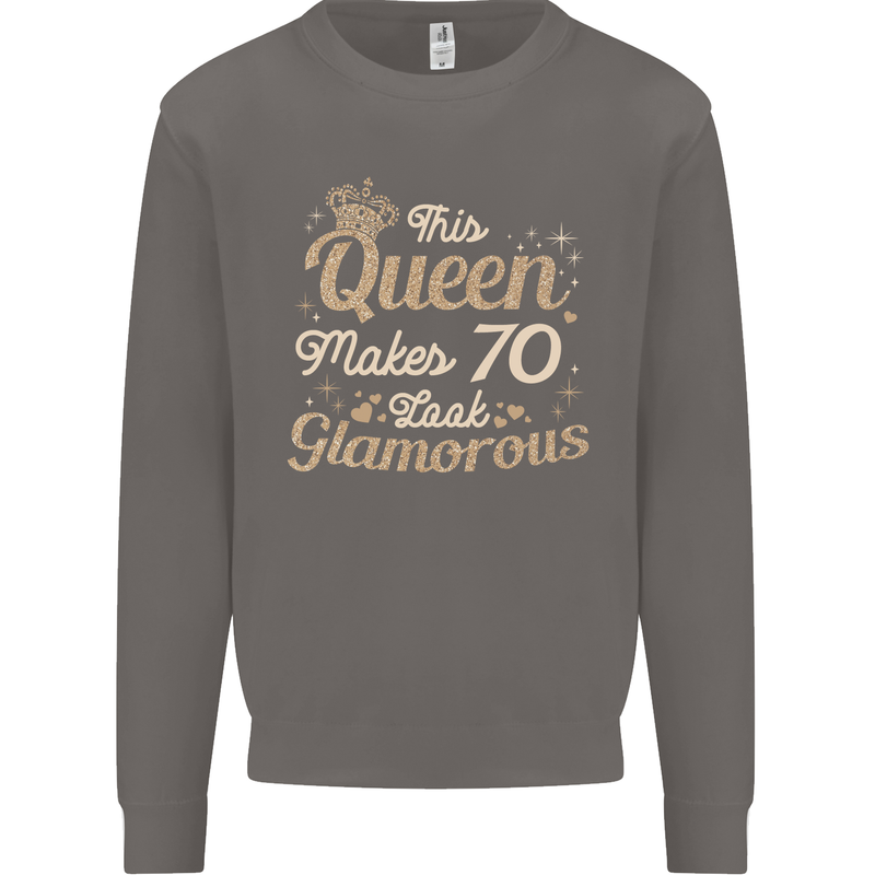 70th Birthday Queen Seventy Years Old 70 Mens Sweatshirt Jumper Charcoal