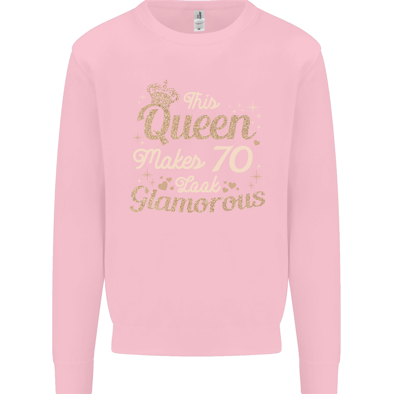 70th Birthday Queen Seventy Years Old 70 Mens Sweatshirt Jumper Light Pink