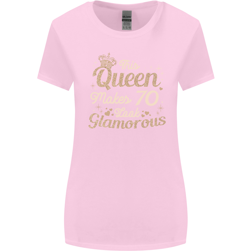 70th Birthday Queen Seventy Years Old 70 Womens Wider Cut T-Shirt Light Pink