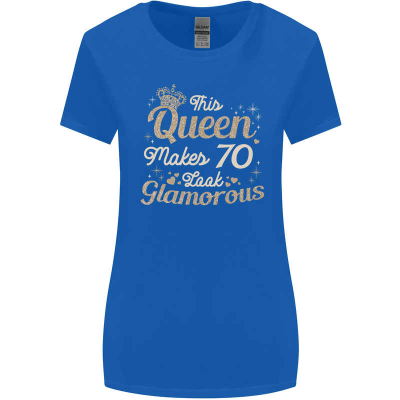 70th Birthday Queen Seventy Years Old 70 Womens Wider Cut T-Shirt Royal Blue