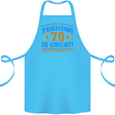 70th Birthday Turning 70 Is Great Year Old Cotton Apron 100% Organic Turquoise