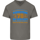 70th Birthday Turning 70 Is Great Year Old Mens V-Neck Cotton T-Shirt Charcoal