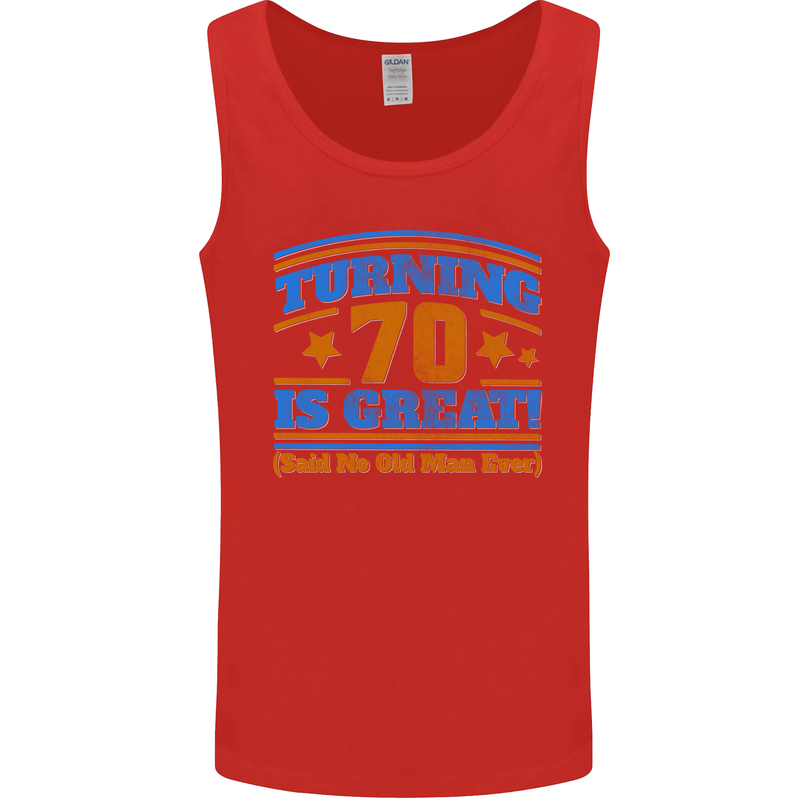 70th Birthday Turning 70 Is Great Year Old Mens Vest Tank Top Red