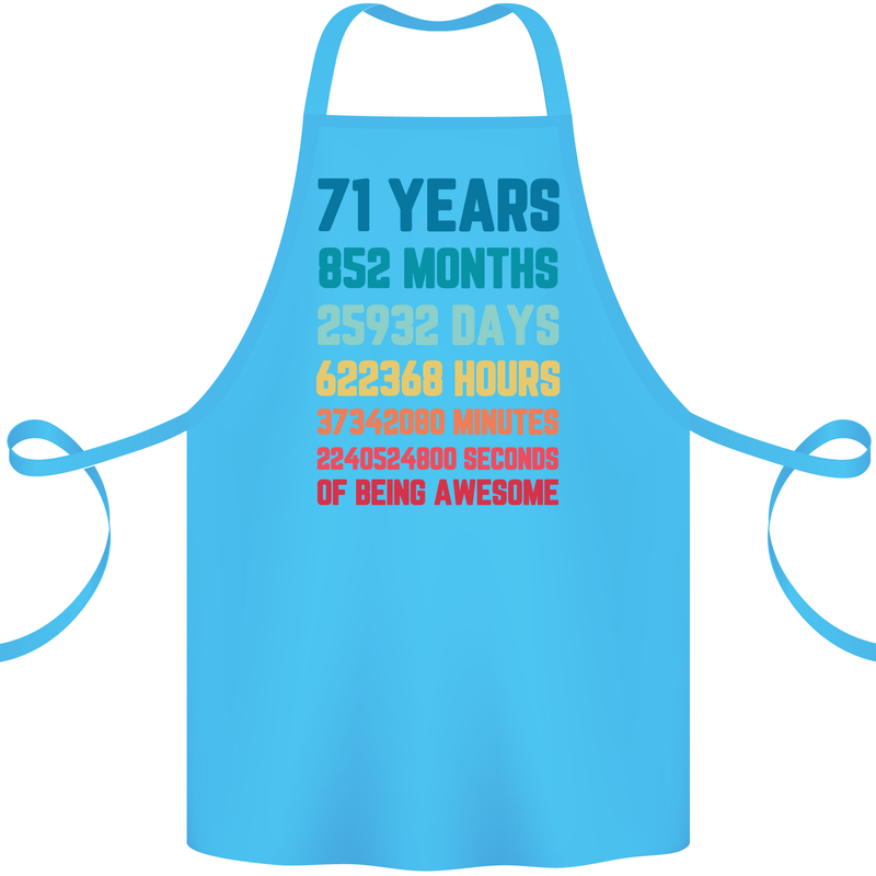 71st Birthday 71 Year Old Cotton Apron 100% Organic Turquoise
