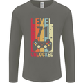 71st Birthday 71 Year Old Level Up Gamming Mens Long Sleeve T-Shirt Charcoal