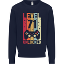 71st Birthday 71 Year Old Level Up Gamming Mens Sweatshirt Jumper Navy Blue
