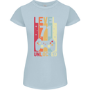 71st Birthday 71 Year Old Level Up Gamming Womens Petite Cut T-Shirt Light Blue