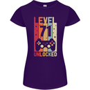 71st Birthday 71 Year Old Level Up Gamming Womens Petite Cut T-Shirt Purple