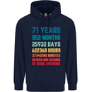 71st Birthday 71 Year Old Mens 80% Cotton Hoodie Navy Blue