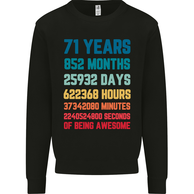 71st Birthday 71 Year Old Mens Sweatshirt Jumper Black