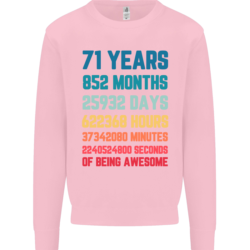 71st Birthday 71 Year Old Mens Sweatshirt Jumper Light Pink