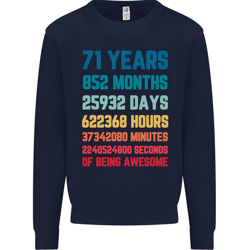 71st Birthday 71 Year Old Mens Sweatshirt Jumper Navy Blue