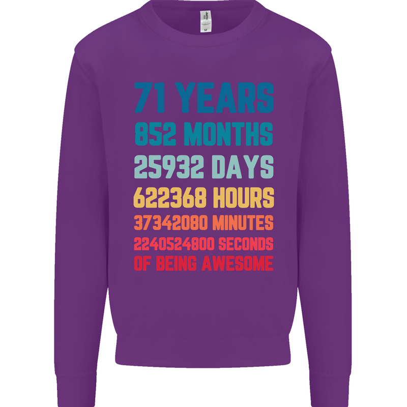 71st Birthday 71 Year Old Mens Sweatshirt Jumper Purple